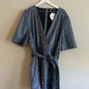 Boohoo faux leather pearl women’s dress